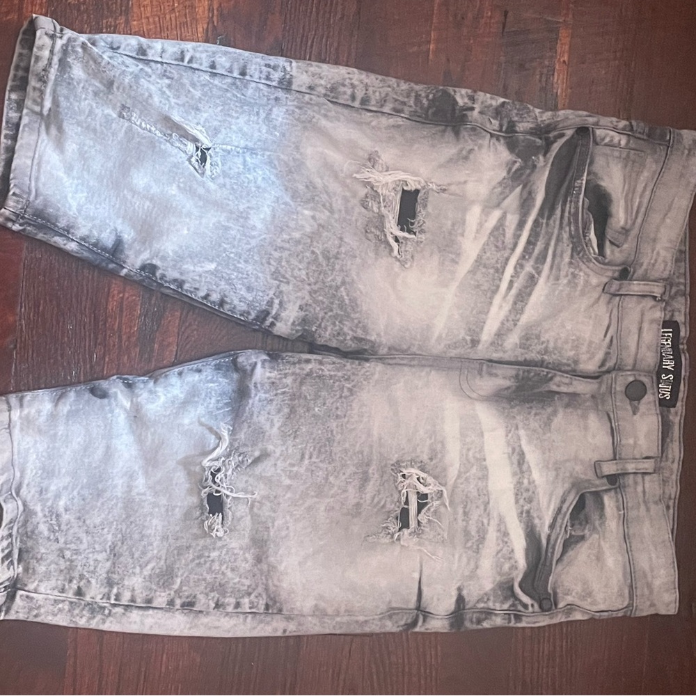 Distressed Gray Denim Shorts